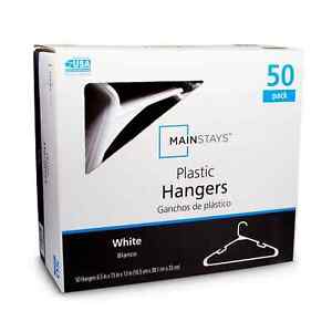 Mainstays Clothing Hangers, 50 Pack, White, Durable Plastic ( FREE SHIP )