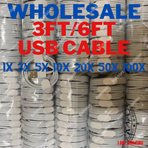 100x Wholesale Lot USB Sync Cable Charger For iPhone 14 13 12 11 XR SE X 8 7 6 5
