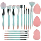Pink Blue Gradient Makeup Brushes and Makeup Sponges Set Makeup Brushes Set Natu
