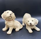 Vintage HOMCO #1408 Golden Labrador Dog Puppy Porcelain Figurines Set of 2