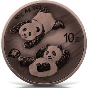 PANDA ANTIQUE COPPER PLATED 2022 30 Grams Pure Silver Coin In Capsule