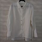 Bryn Walker 100% Linen Button Front Oversized Tunic Top Blouse White Large