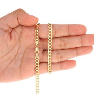 10K Yellow Gold Solid 2mm-12.5mm Curb Cuban Chain Link Necklace Bracelet 7