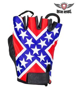 Black Fingerless USA Flag Leather Motorcycle Biker Riding Leather Palm Gloves