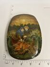 Vintage Signed Hand Painted RUSSIAN LACQUER BOX With couple with SCENE