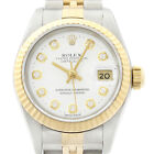 Rolex Ladies Datejust 69173 18K Yellow Gold & Steel White Diamond Dial Watch