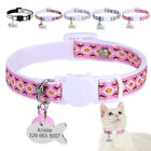 Breakaway Nylon Personalized Cat Collar with Bell Engraved Name ID Tag Collars