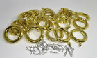 Drapery Curtain Rings Round Shiny Brass Gold w Eyelets Set Lot 20 For 1 1/4