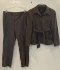 Rafaella Womens Brown Tweed 2 Piece Suit Jacket Pants Womens Size 12 (bc)