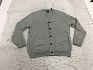 Nordstrom Light Cashmere Sweater Mens M Medium Gray Long Sleeve Button Pockets V