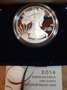 2014 W PROOF U.S. Mint Silver American Eagle with Mint packaging, COA & gift box