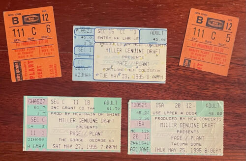 Led Zeppelin / Jimmy Page / Robert Plant | Collection of five (5) ticket stubs