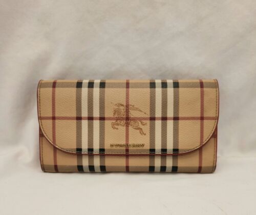 Burberry Haymarket Check Henley Wallet WITHOUT Chain- Coral Red