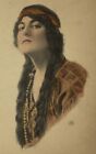 1910s Indian Woman Portrait Postcard Photo Tinted Unposted Bergman Quality