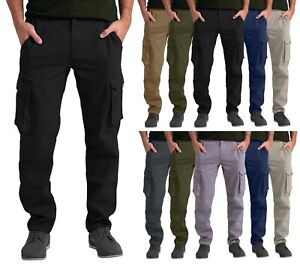 Mens Cargo Stretch Pants Classic Fit Straight Leg Outdoor Work Regular Fit Pants