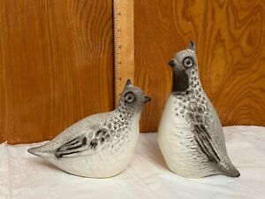Vintage HOWARD PIERCE Ceramic QUAIL Bird Set Pair CALIFORNIA Figurine