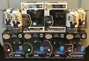 LOT of BLACK PANTHER 6 Funko Pops + 4 Funko Sodas - Exclusives, Unopened - LOOK