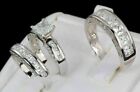 2Ct Real Moissanite His/Hers Engagement Band Set Trio Ring 14K White Gold Plated