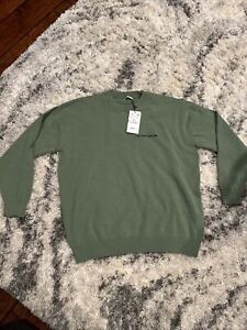 Zara Men’s Sweater Olive Green Long Sleeve Pullover Size Large Casual NWT