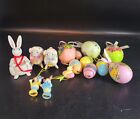 Vintage Miniature Wooden Easter Tree Ornaments Rabbits Eggs Birds Duck Lot of 15