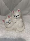 White Cat Statue Figurine Kittens Blue Eyes Small Vintage Persian