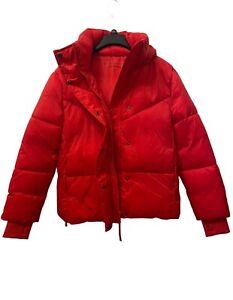 BCBG BCBGeneration Womens Small Red Ladies Hooded Puffer Quilt Jacket Coat NWT
