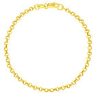 14K Solid Yellow Gold Rolo Link Chain Bracelet 7
