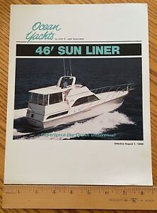 1985 QUEEN YACHTS Sun Liner 46' Boat Dealer Sales Brochure Catalog Specs