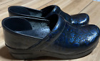 Dansko Professional Floral Clogs Shoes Womens 39 / US 8.5 Blue Black Nursing