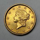 1853 $1 Gold Dollar Liberty Head Type 1 AU/UNC Details Reverse Solder *F883