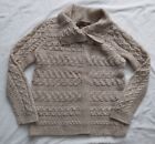 Inis Crafts Merino Wool Irish Fisherman Cable Knit Cardigan Sweater Women Size S