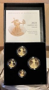 2021 W American Eagle Gold Proof 4-Coin Set, EFN, Type 2, All OGP included!