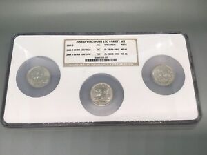 Wisconsin Extra Leaf Error NGC MS 66 Rare Trio Coin Set 2004 D