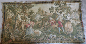 Vintage French or Belgian Tapestry Country Scene 35 x 19 inches