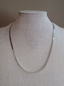 Vintage 925 Sterling Silver Flat Herringbone Chain Necklace 20