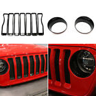 Black Front Headlight &Grille Inserts Cover Accessories For Jeep Wrangler JL 18+ (For: 2021 Jeep Wrangler)