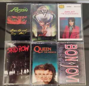Tested Cassettes 6 Tapes Queen Skid Row Van Halen Poison Bon Jovi Joan Jett