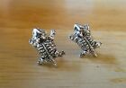 Sterling Silver Small 13x10mm Horned Toad Frog Stud Posts Earrings!