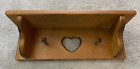 Vintage Wooden Heart Cut-out Rack Display Shelf Decor Wall Mount w/ Pegs 18
