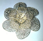 Vintage Sterling Silver Filigree 3D Flower Brooch/Pin Italy (Item #536)