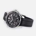 Black Rubber Curved End Watch Strap Band 41mm Omega Seamaster 300M 20mm