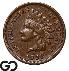 1908-S Indian Head Cent Penny, AU Better Date!