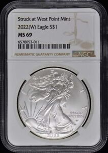 2022 W $1 Silver American Eagle West Point Mint NGC MS69
