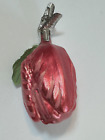 Vintage Rose Pink Tulip Flower Glass Clip On Ornament 1 of 10 Holiday Christmas