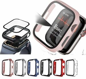For Apple Watch Case Series 7 8 Glass Screen Protector Full Protective Cover