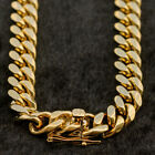 Men's Miami Cuban Link Chain 18k Gold Plated Stainless Steel 14mm 30'' Necklace
