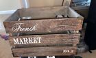 Vintage Wood Crate Box French Market No.2  14x10x8 Good Condition. So Cool Lookn