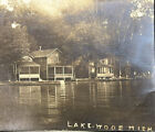 1908 Lakewood Michigan RPPC Real Photo Postcard Lake House UNPOSTED