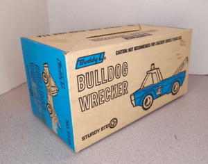 Box Buddy L Bulldog Wrecker Tow Truck Vintage Pressed Steel Blue & White Antique