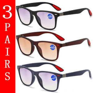 3Pairs Men Bifocal Reading Glasses Reader Sunglasses progressive Bifocal Lens